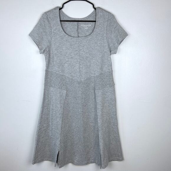 Soft Surroundings Gray Dress Short Sleeve Flare Skirt Cotton Size Medium Petite - Picture 1 of 12